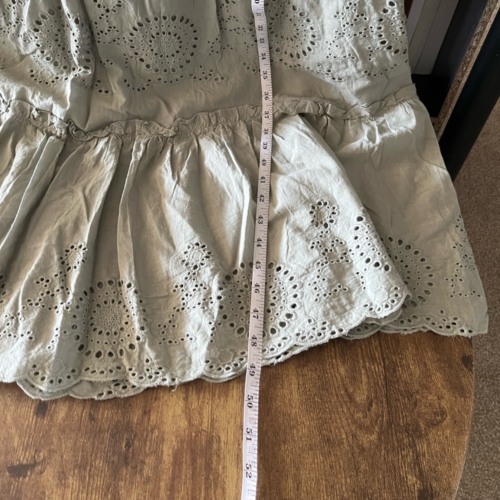 Beautiful embroidered tiered tie shoulder green sleeveless summer maxi dress - Picture 6 of 6